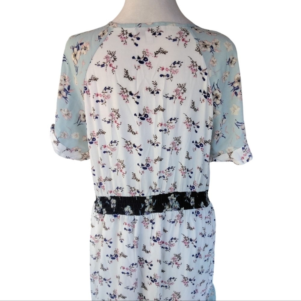 Hayden Los Angeles Ditsy Floral Tiered Skirt Midi Length Dress Size Large - Picture 7 of 9